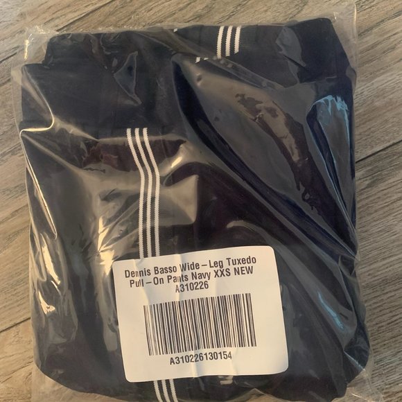 NWT DENNIS BASSO WIDE-LEG TUXEDO PULL-ON PANTS NAVY XXS - Picture 7 of 9